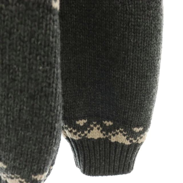 【中古】ロンハーマン RHC JACQUARD COWICHAN ニットカーディガン カシミヤ混 ジップアップ L チャコールグレー_4