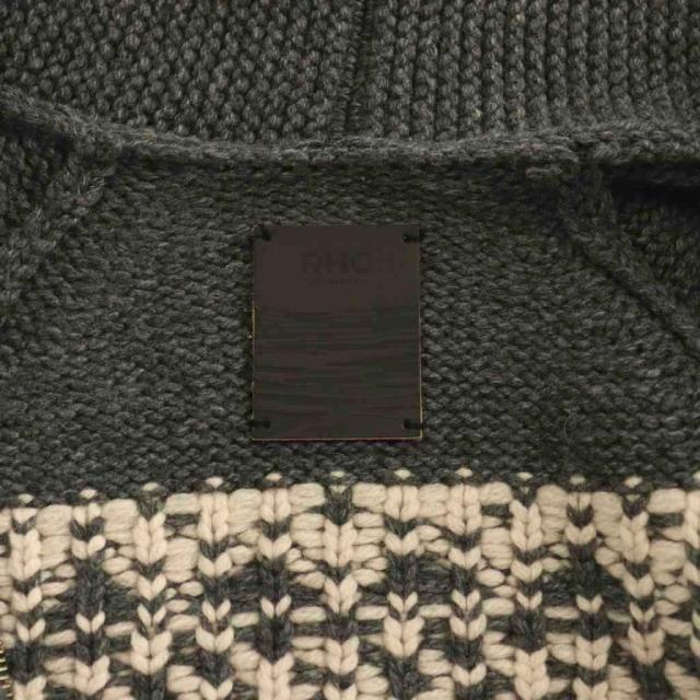 【中古】ロンハーマン RHC JACQUARD COWICHAN ニットカーディガン カシミヤ混 ジップアップ L チャコールグレー_5