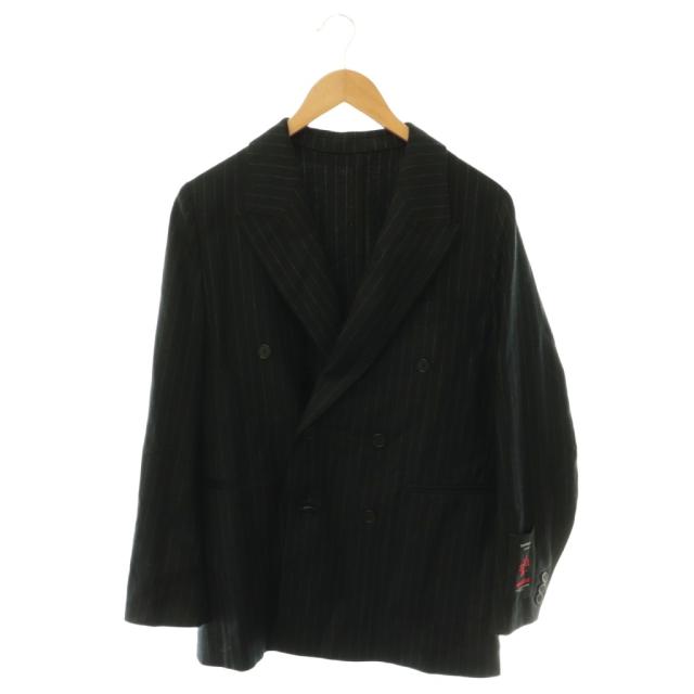 【中古】クチュールドアダム COUTURE D`ADAM ウール ダブルブレスト ストライプジャケット 36 チャコール