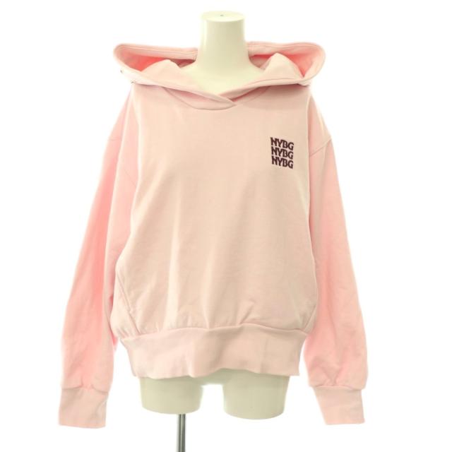 【中古】スナイデル SNIDEL 26SS ×NYBG エンブロイダリーフーディパーカー スウェット 刺繍 F ライトピンク
