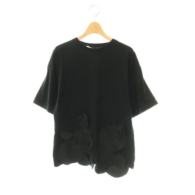 【中古】エンフォルド ENFOLD 25SS CIRCLE-HEM T-SHIRT Tシャツ カットソー 38 ブラック /CX ■OS レディース
