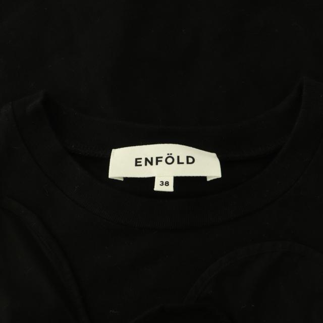 【中古】エンフォルド デコラティブ ウェーブ ティーシャツ Tシャツ カットソー 半袖 38 黒 ブラック /SS ■OS_4