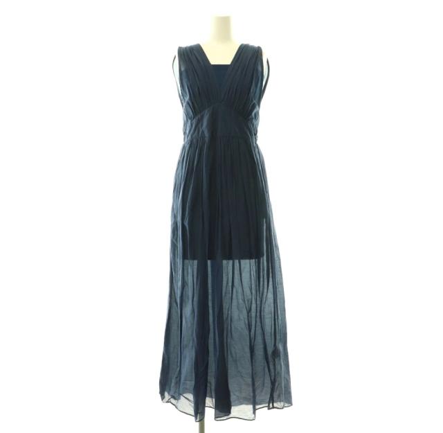 【中古】マイラン MYLAN Crinkle Maxi One Piece ワンピース シアー シルク混 インナー付き F ネイビー /CX ■OS