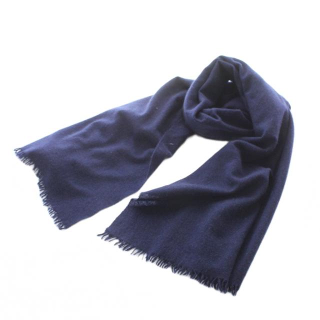 【中古】ジョンストンズオブエルガン cashmere light weightstole ストール マフラー ネイビー カシミヤ 無地 /RI