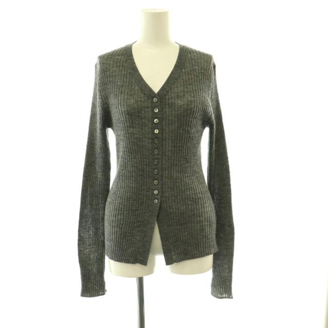 【中古】プラージュ 25AW RIB BUTTON カーディガン ニット 長袖 Vネック アルパカ混 グレー /DO ■OS ■SH