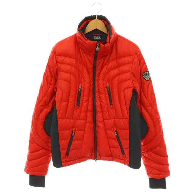 【中古】エンポリオアルマーニ EMPORIO ARMANI EA7 ダウンジャケット ナイロン M レッド ブラック /ES ■OS メンズ