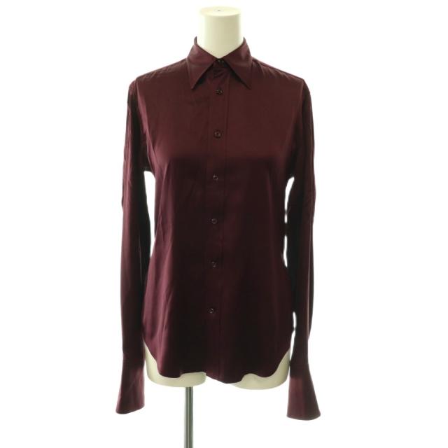 【中古】ラルフローレン RALPH LAUREN シルクストレッチシャツ 長袖 0 ボルドー /ES ■OS レディース