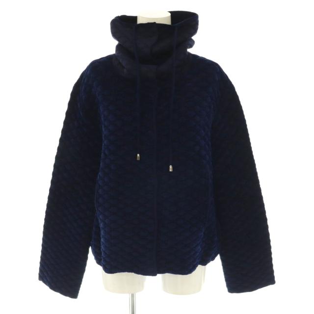 【中古】エンポリオアルマーニ 23年製 ジャケット ニット ジャガード ブルゾン タートルネック 42 ネイビー /CX