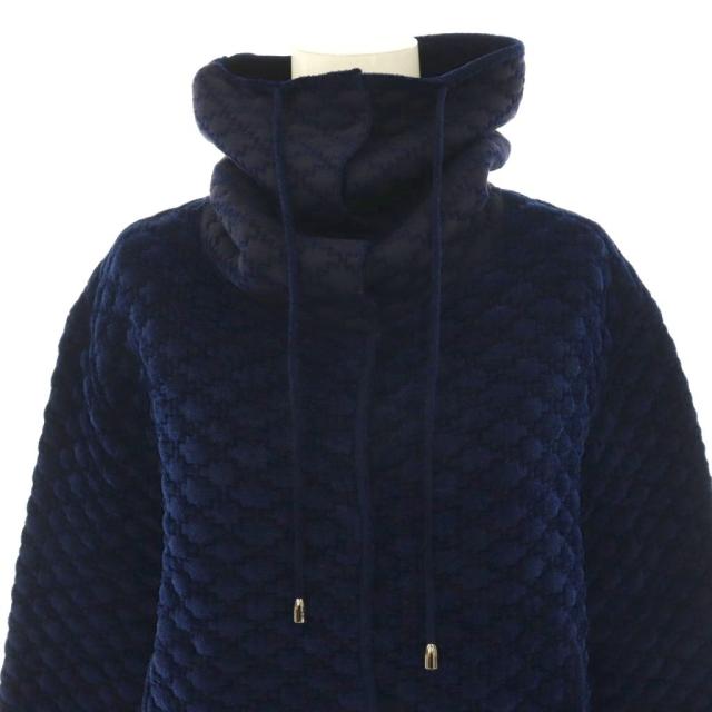 【中古】エンポリオアルマーニ 23年製 ジャケット ニット ジャガード ブルゾン タートルネック 42 ネイビー /CX_5