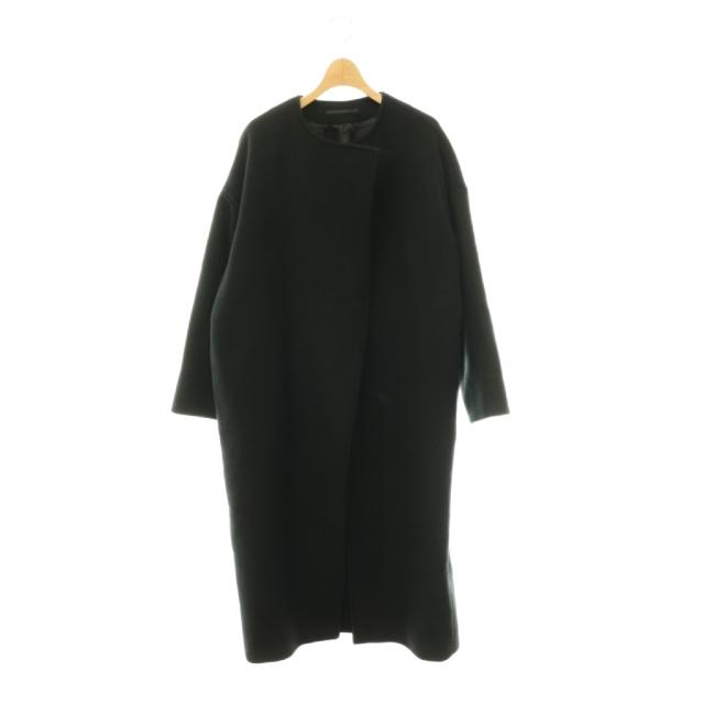 【中古】エーピーストゥディオ AP STUDIO OVER SIZED LAMB COAT ノーカラーコート アウター ロング ブラック
