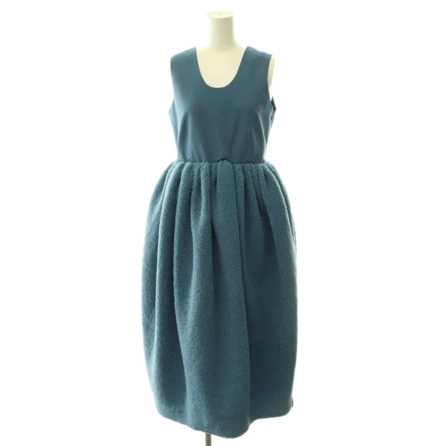 【中古】未使用品 ビビィ SABRINA DRESS ワンピース ボア ドッキングワンピース フレア ロング ノースリーブ F 青