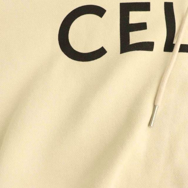 【中古】セリーヌ CELINE 21AW ロゴ プルオーバーパーカー スウェット 長袖 XS ベージュ 2Y369052H /HS ■OS_6