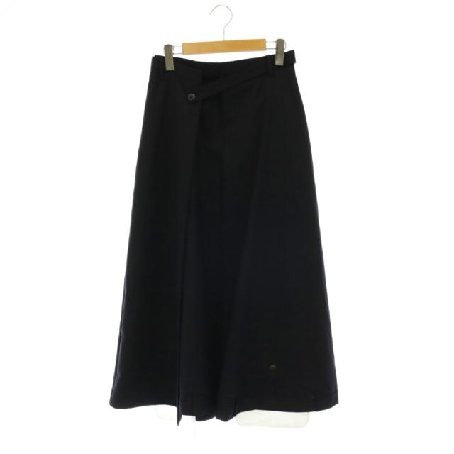 【中古】未使用品 エンフォルド ENFOLD TROUSERS FLARE-SKIRT フレアスカート ストライプ ロング 38 ダークネイビー