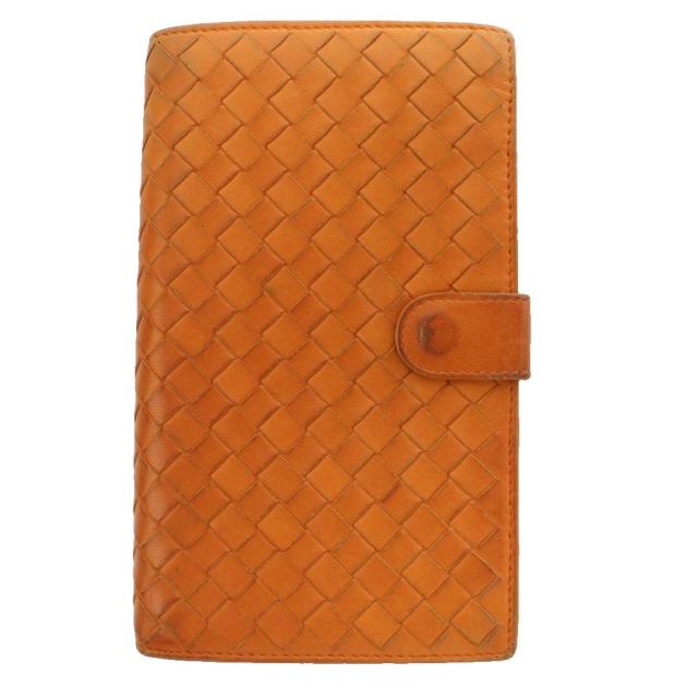 【中古】ボッテガヴェネタ BOTTEGA VENETA イントレチャート長財布 二つ折り レザー キャメル /SS ■OS ■OH