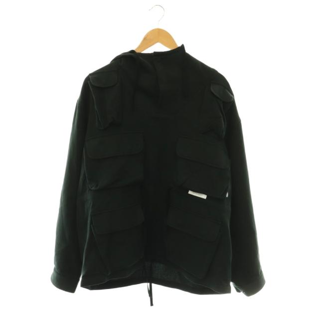 【中古】ダブルタップス WTAPS 25AW CHAMBER / LS / COTTON. TWILL プルオーバーシャツ フード 02 ブラック /HK