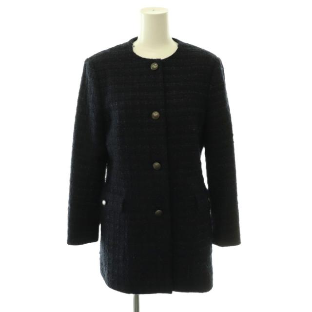 【中古】セオリーリュクス theory luxe CALLY OLA ツイードジャケット ノーカラージャケット 036 ネイビー /ES ■OS