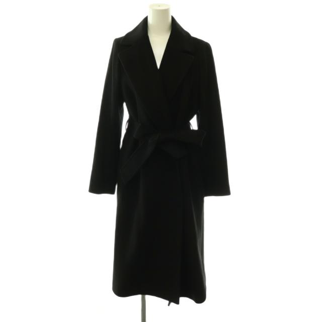 【中古】エムプルミエ ブラック M-Premier BLACK カシミヤ100 ベルテッド ロングコート チェスター ロング 34 黒