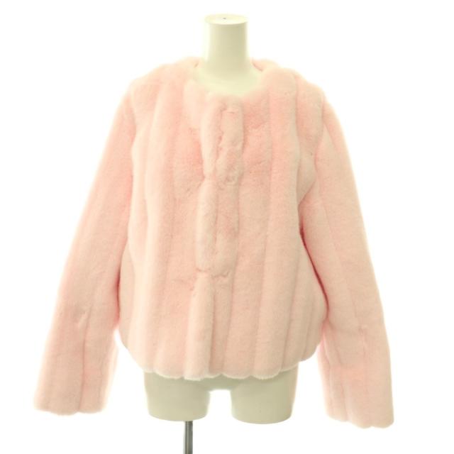 【中古】レモンプレット LEMONPLET 25AW エコファーショートジャケット ノーカラー S ピンク /HK ■OS レディース