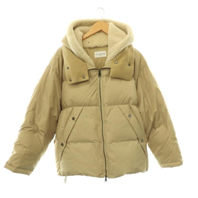 【中古】ペレッシモ PELLESSIMO アパルトモン取扱い 2Way Down JACKET ダウンジャケット ムートン切替 フード 36
