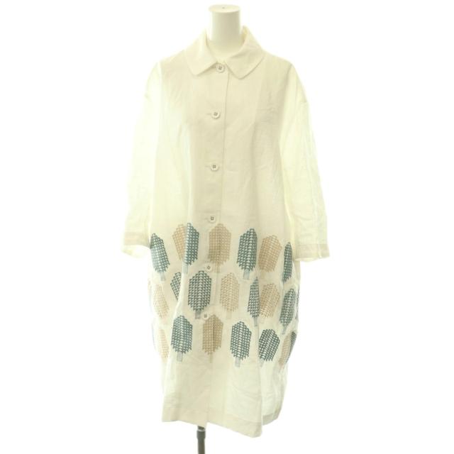 【中古】ミナペルホネン mina perhonen 23SS forest candy リネンコート スプリングコート 38 ホワイト