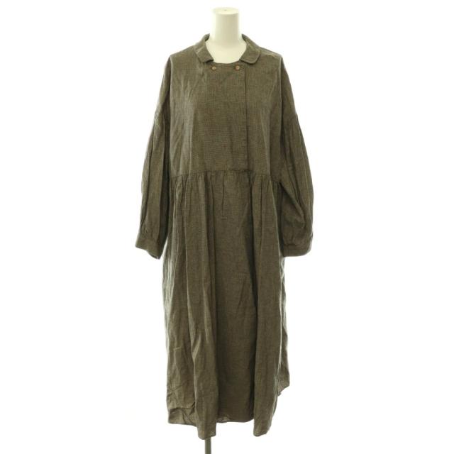 【中古】オオカミとフクロウ 雲ひつじのハルラ ワンピース リネン混 ブラウン /ES ■OS レディース