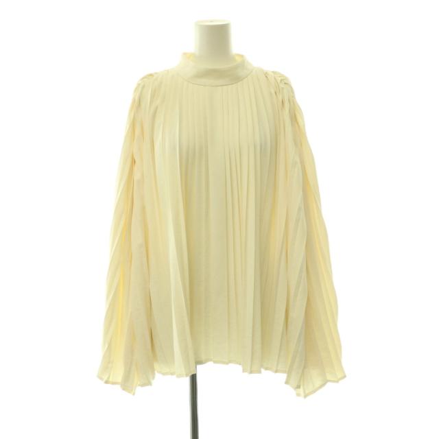 【中古】ローブブラン LAUBE BLANC Powder Satin Pleats Cape Blouse 2WAYブラウス プリーツ 長袖 F オフホワイト