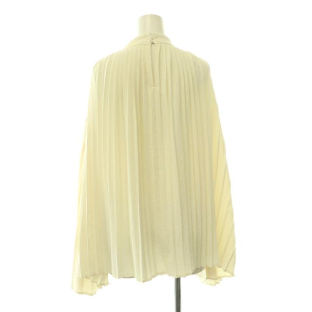 【中古】ローブブラン LAUBE BLANC Powder Satin Pleats Cape Blouse 2WAYブラウス プリーツ 長袖 F オフホワイト_1