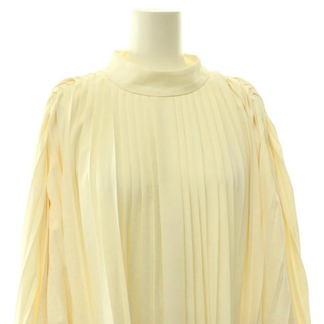 【中古】ローブブラン LAUBE BLANC Powder Satin Pleats Cape Blouse 2WAYブラウス プリーツ 長袖 F オフホワイト_3