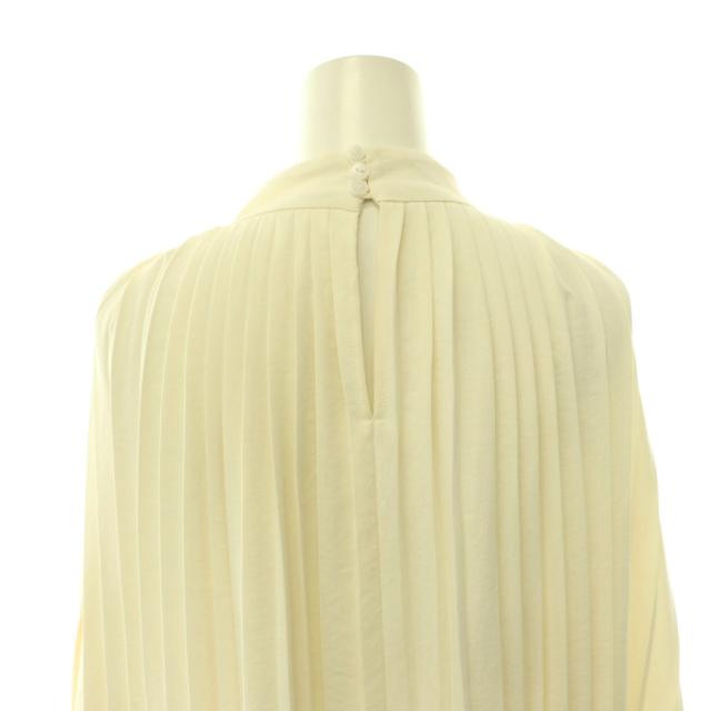 【中古】ローブブラン LAUBE BLANC Powder Satin Pleats Cape Blouse 2WAYブラウス プリーツ 長袖 F オフホワイト_5