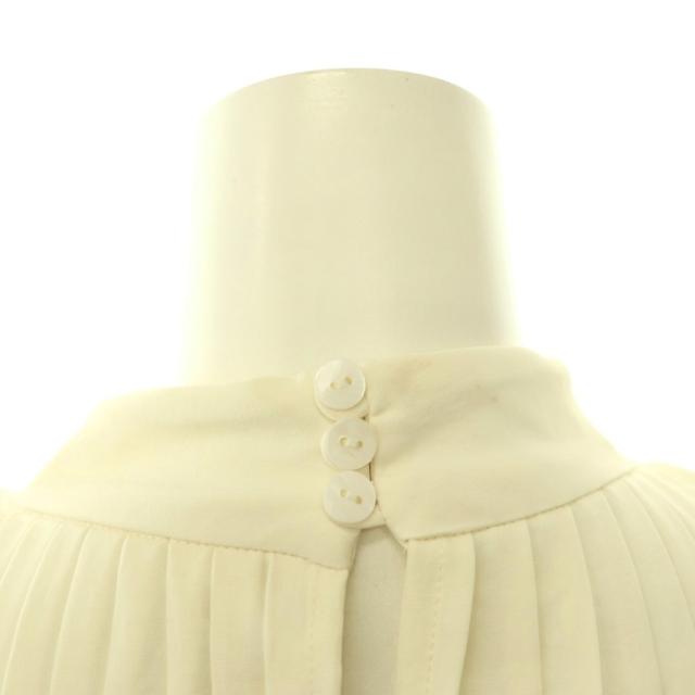 【中古】ローブブラン LAUBE BLANC Powder Satin Pleats Cape Blouse 2WAYブラウス プリーツ 長袖 F オフホワイト_7