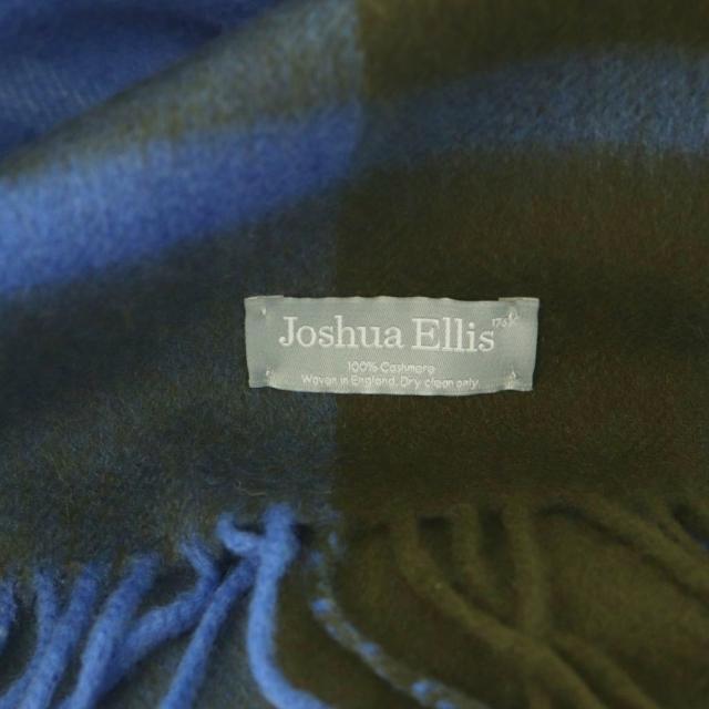 【中古】ジョシュアエリス JOSHUA ELLIS ストール カシミヤ チェック柄 フリンジ 水色 青 黒 /MI ■OS レディース_4