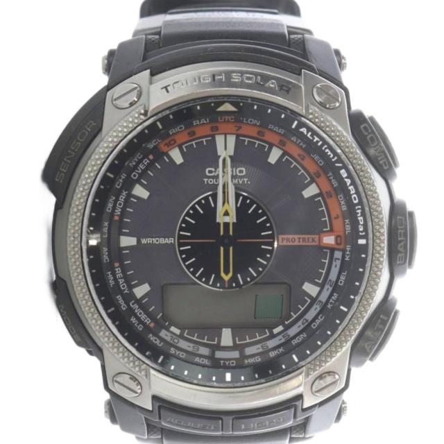 【中古】ジーショック G-SHOCK PROTREK ソーラー 腕時計 3針 黒 ブラック PRW-5000 /SR メンズ
