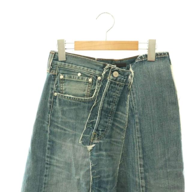 【中古】未使用品 キイト QUIITO 25SS 再構築 デニムスカート IENA取扱い フレア ボタンフライ ひざ丈 36 青 ブルー_2