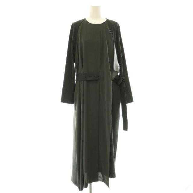【中古】アドーア ADORE アシンメトリードレープワンピース 否色合い 36 暗灰色 薄墨色 /CX ■os レディース