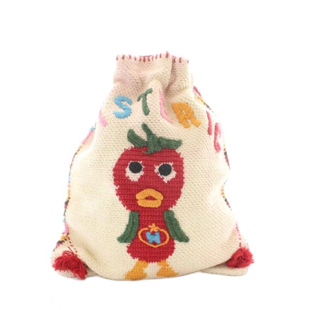 【中古】ヒステリックグラマー 90s トマトバード ナップサック 赤 レッド ベージュ 緑 トマトバード刺繍
