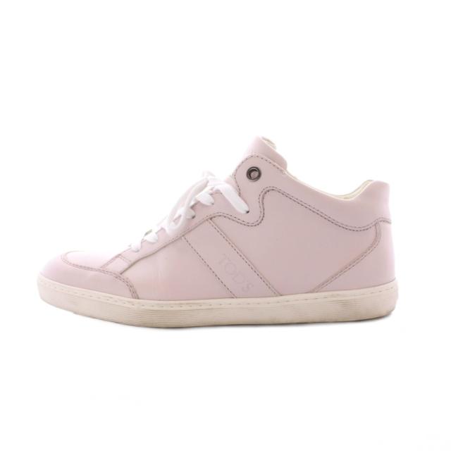 【中古】トッズ スニーカー 38.5 25.5cm NUDE ピンク ミドルカット レースアップ ロゴエンボス /RI ■OS レディース