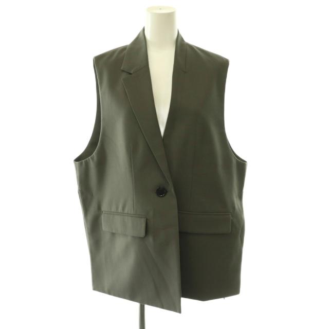 【中古】エンフォルド ENFOLD 25SS High Twist Weave ワイドテーラードベスト 38 グレー /HK ■OS レディース