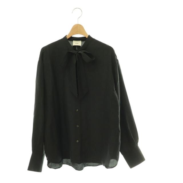 【中古】リトローヴ RETROVE 25AW SILK BOWTIE BLOUSE ブラウス 長袖 LAppartement取扱 ブラック /HK ■OS レディース
