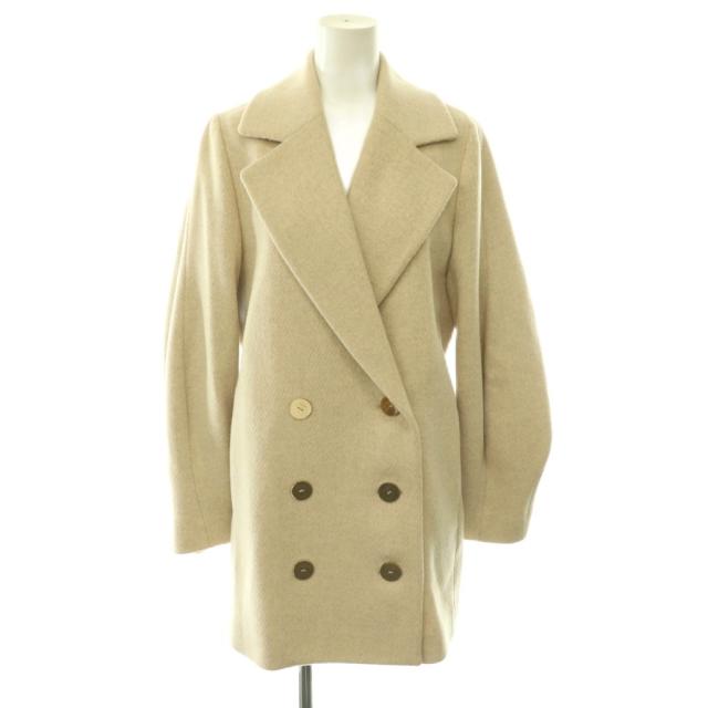 【中古】フォンデル VONDEL Twill P-Coat ピーコート ロゴボタン ウール ミドル丈 アウター 38 アイボリー /HS ■OS