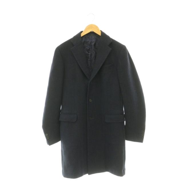 【中古】エリコフォルミコラ ErricoFormicola ウールチェスターコート ロング 背抜き 48 ネイビー /DO ■OS