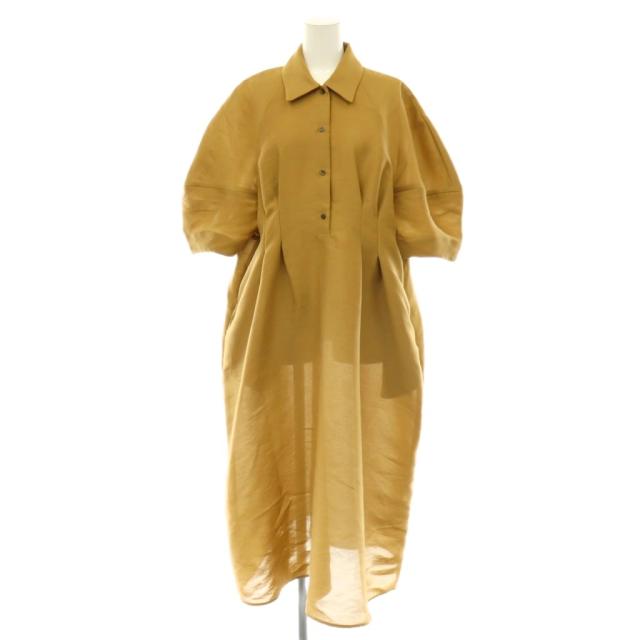 【中古】クラネ CLANE FORM SLEEVE ONEPIECE ワンピース フォームスリーブ タック ロング 七分袖 0 キャメル /HS