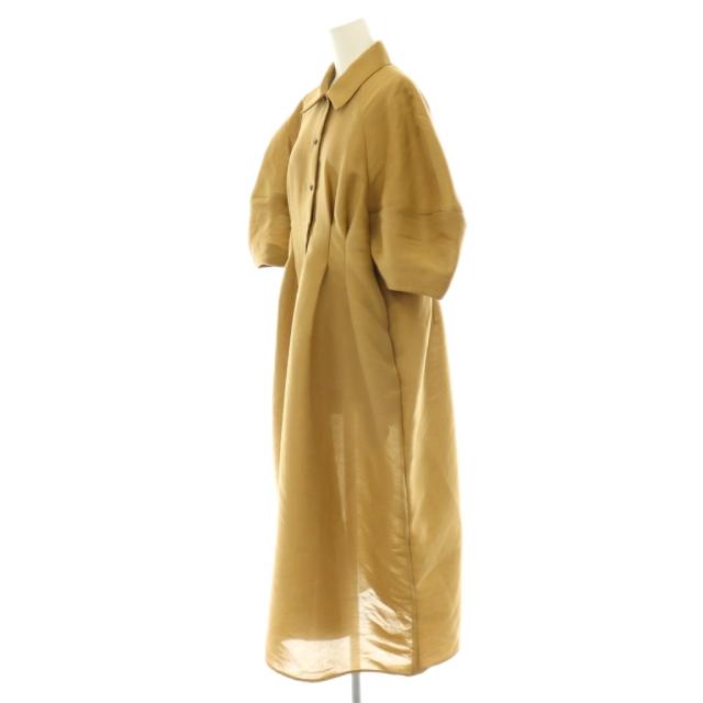 【中古】クラネ CLANE FORM SLEEVE ONEPIECE ワンピース フォームスリーブ タック ロング 七分袖 0 キャメル /HS_2