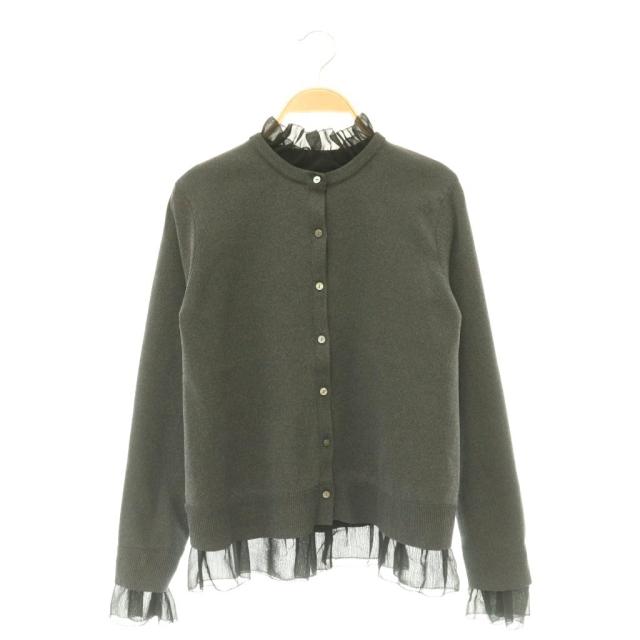 【中古】ユナイテッドアローズ UNITED ARROWS 25AW 4WAYシフォンカーデ 長袖 グレー ブラック /DO ■OS