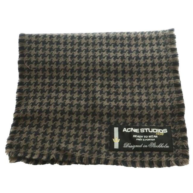 【中古】アクネ ストゥディオズ Acne Studios ハウンドトゥースマフラー ストール 千鳥格子 モカ 黒 ブラック /SS_1
