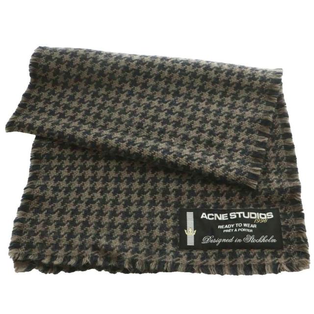 【中古】アクネ ストゥディオズ Acne Studios ハウンドトゥースマフラー ストール 千鳥格子 モカ 黒 ブラック /SS_2