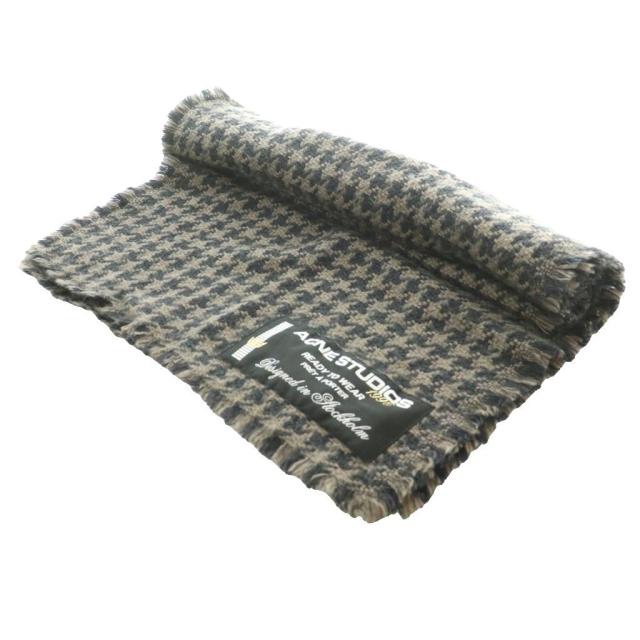 【中古】アクネ ストゥディオズ Acne Studios ハウンドトゥースマフラー ストール 千鳥格子 モカ 黒 ブラック /SS_3