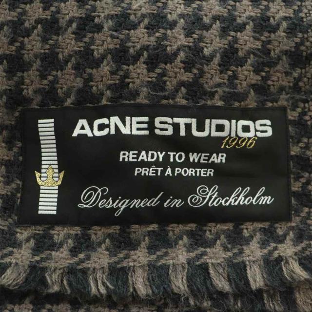 【中古】アクネ ストゥディオズ Acne Studios ハウンドトゥースマフラー ストール 千鳥格子 モカ 黒 ブラック /SS_4