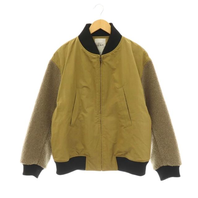 【中古】メゾンイエナ 25AW 別注Nell/ネルボアショートブルゾン ジャケット ジップアップ イエローベージュ モカ