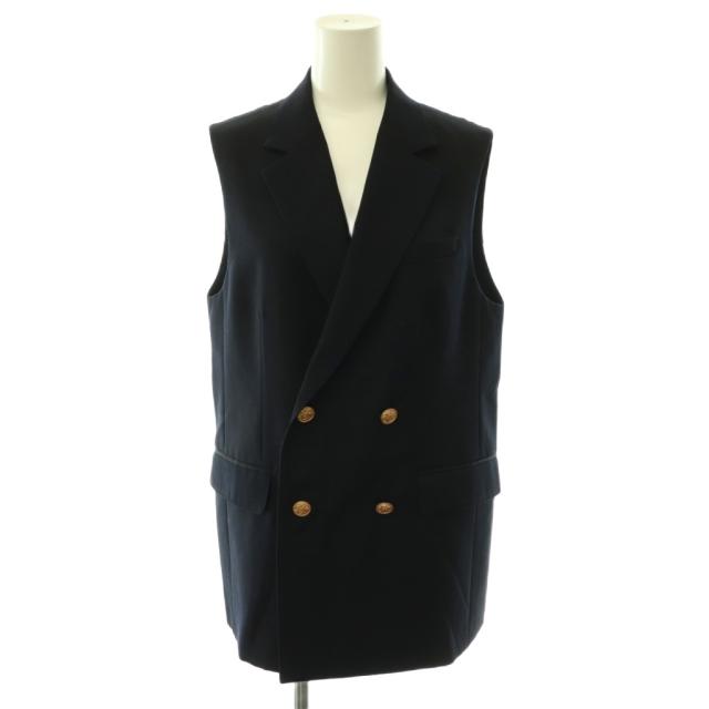 【中古】マカフィー MACPHEE トゥモローランド 24AW ウールギャバジン ダブルブレストジレ ベスト 36 紺 ネイビー