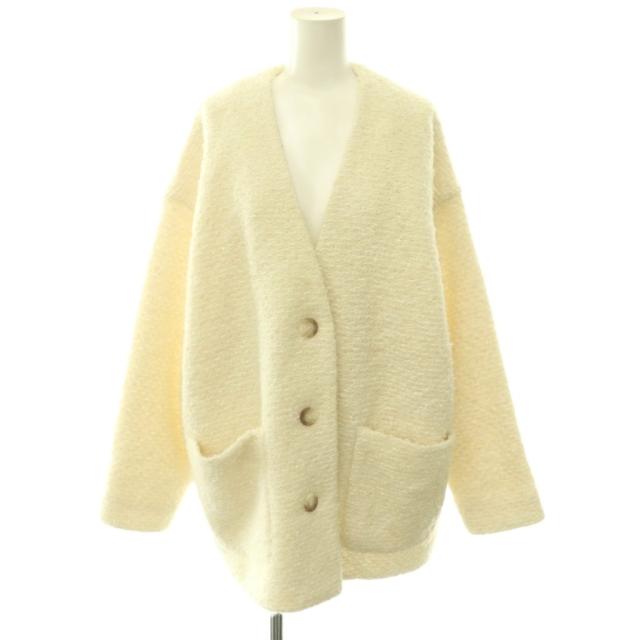 【中古】オーガ OHGA コーディガン ノーカラーコート アウター ツイード F アイボリー /CX ■OS レディース